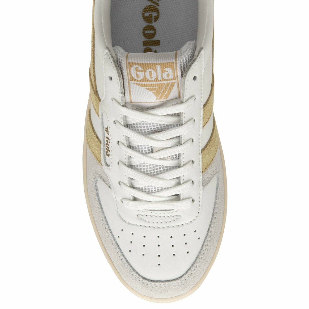 Gola Classics Hawk Women Sneakers White / Lemon / Gold | PSKDHX483