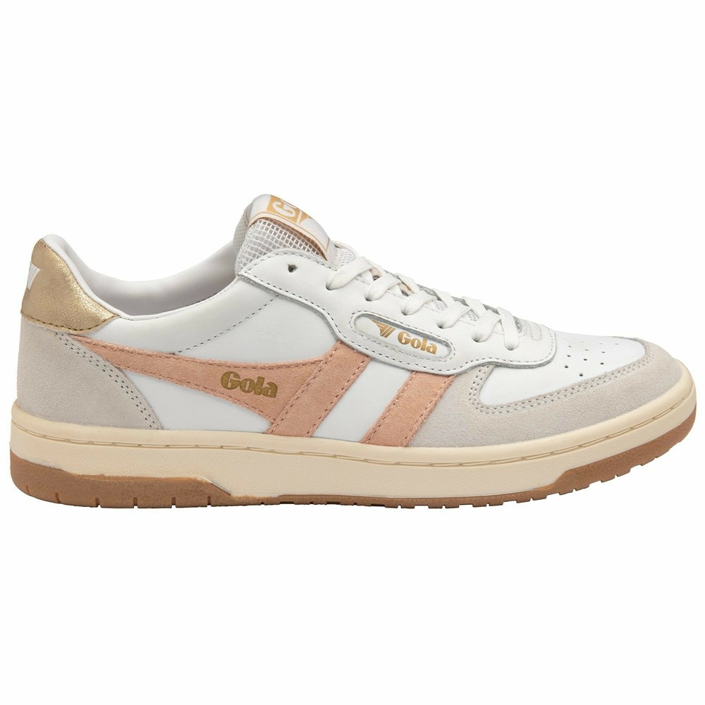 Gola Classics Hawk Women Sneakers White / Pink / Gold | DHTSWE026