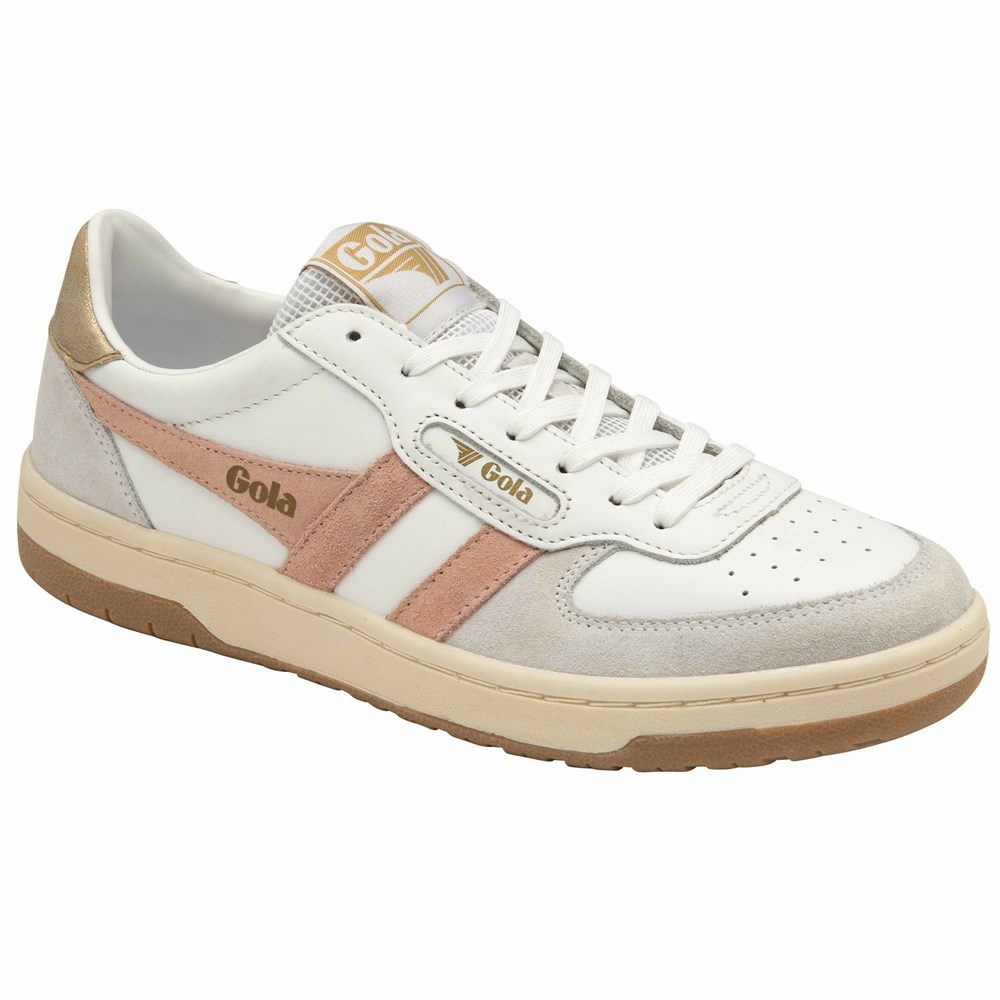 Gola Classics Hawk Women Sneakers White / Pink / Gold | DHTSWE026