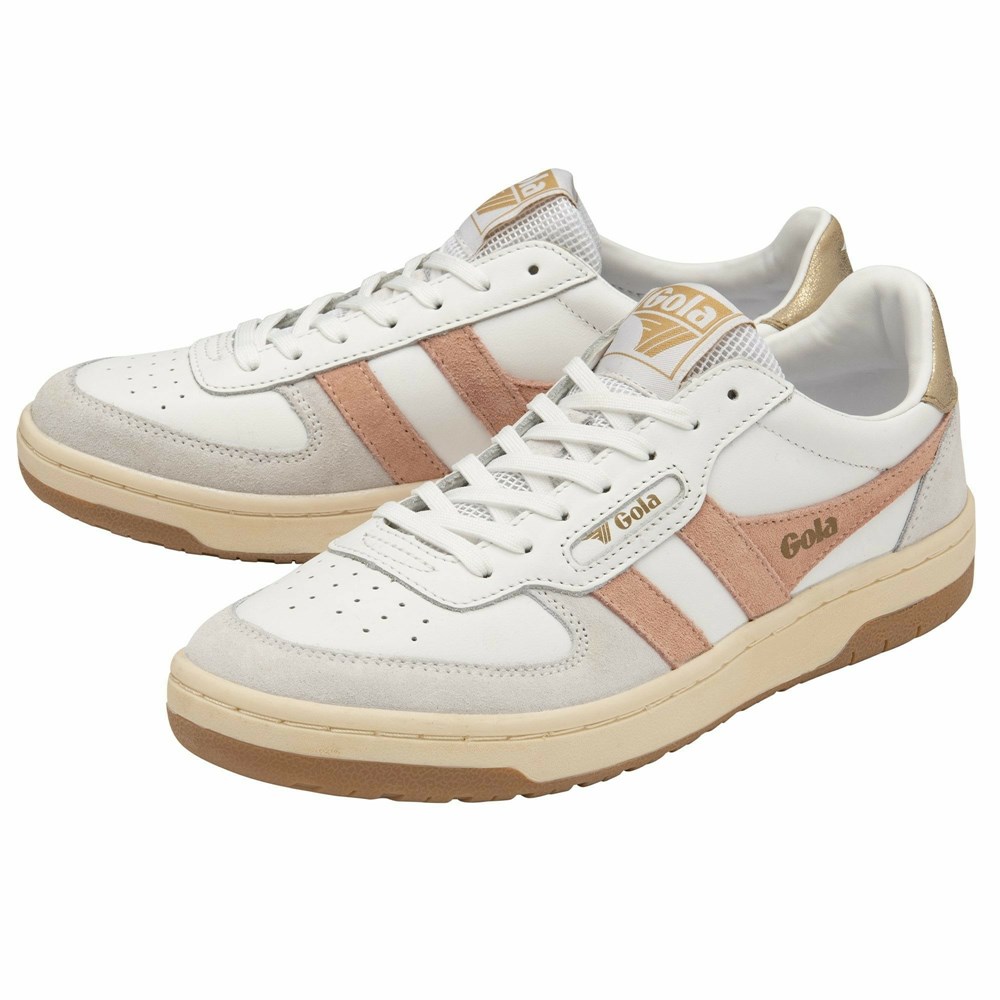 Gola Classics Hawk Women Sneakers White / Pink / Gold | DHTSWE026