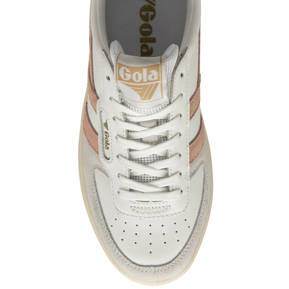 Gola Classics Hawk Women Sneakers White / Pink / Gold | DHTSWE026