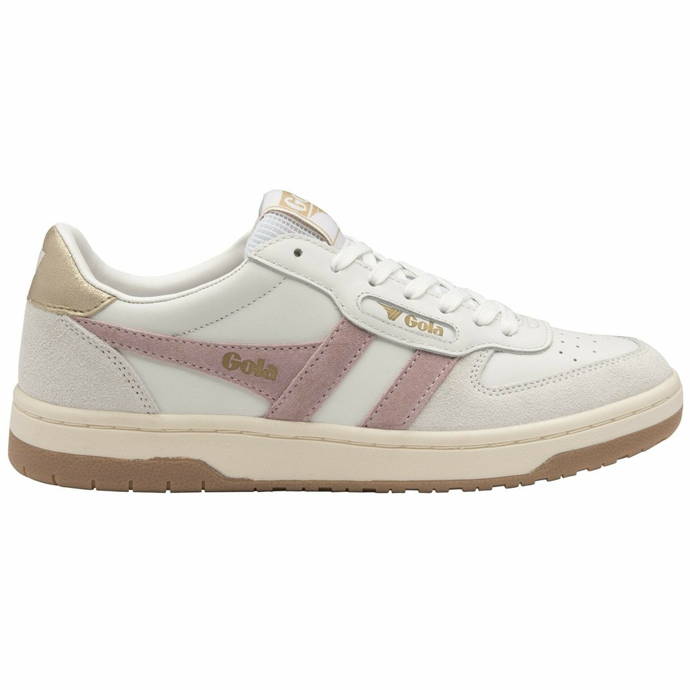 Gola Classics Hawk Women Sneakers White / Pink / Gold | UOZXTN149