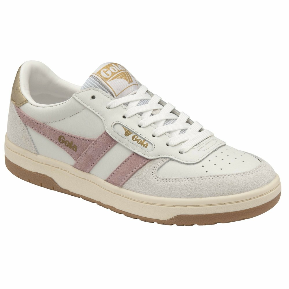 Gola Classics Hawk Women Sneakers White / Pink / Gold | UOZXTN149