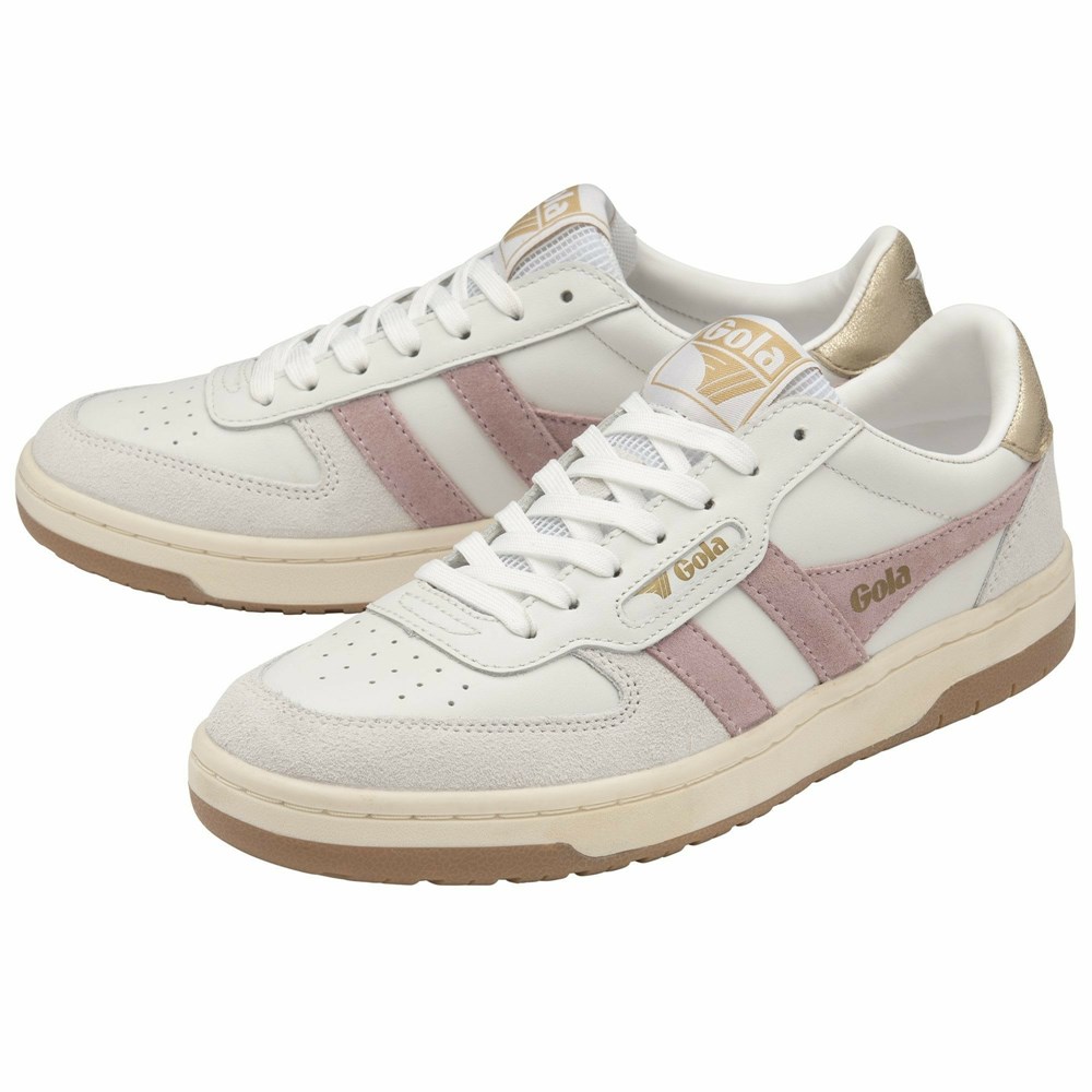 Gola Classics Hawk Women Sneakers White / Pink / Gold | UOZXTN149