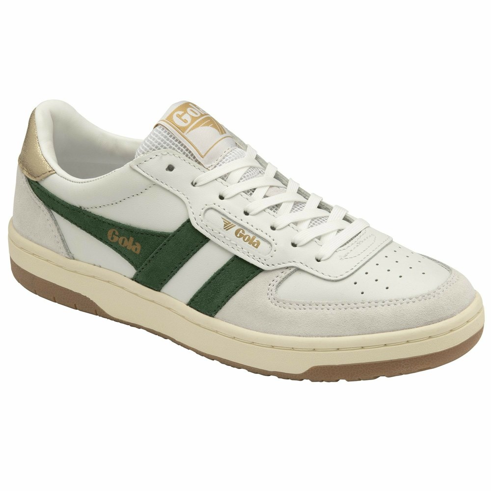 Gola Classics Hawk Women Sneakers White / Dark Green / Gold | NHOYAF095