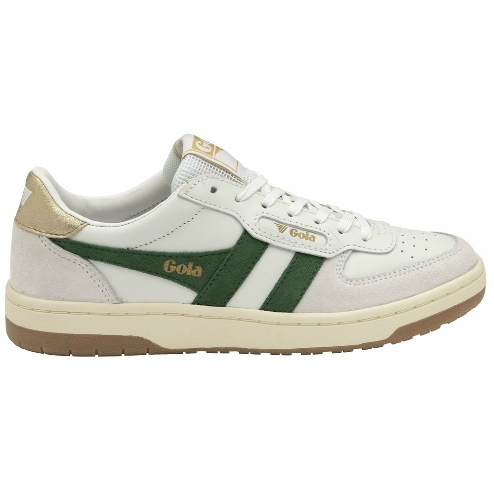 Gola Classics Hawk Women Sneakers White / Dark Green / Gold | NHOYAF095