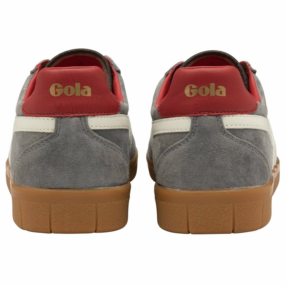 Gola Classics Hurricane Suede Men Sneakers Grey / White / Deep Red | HIZLXF295