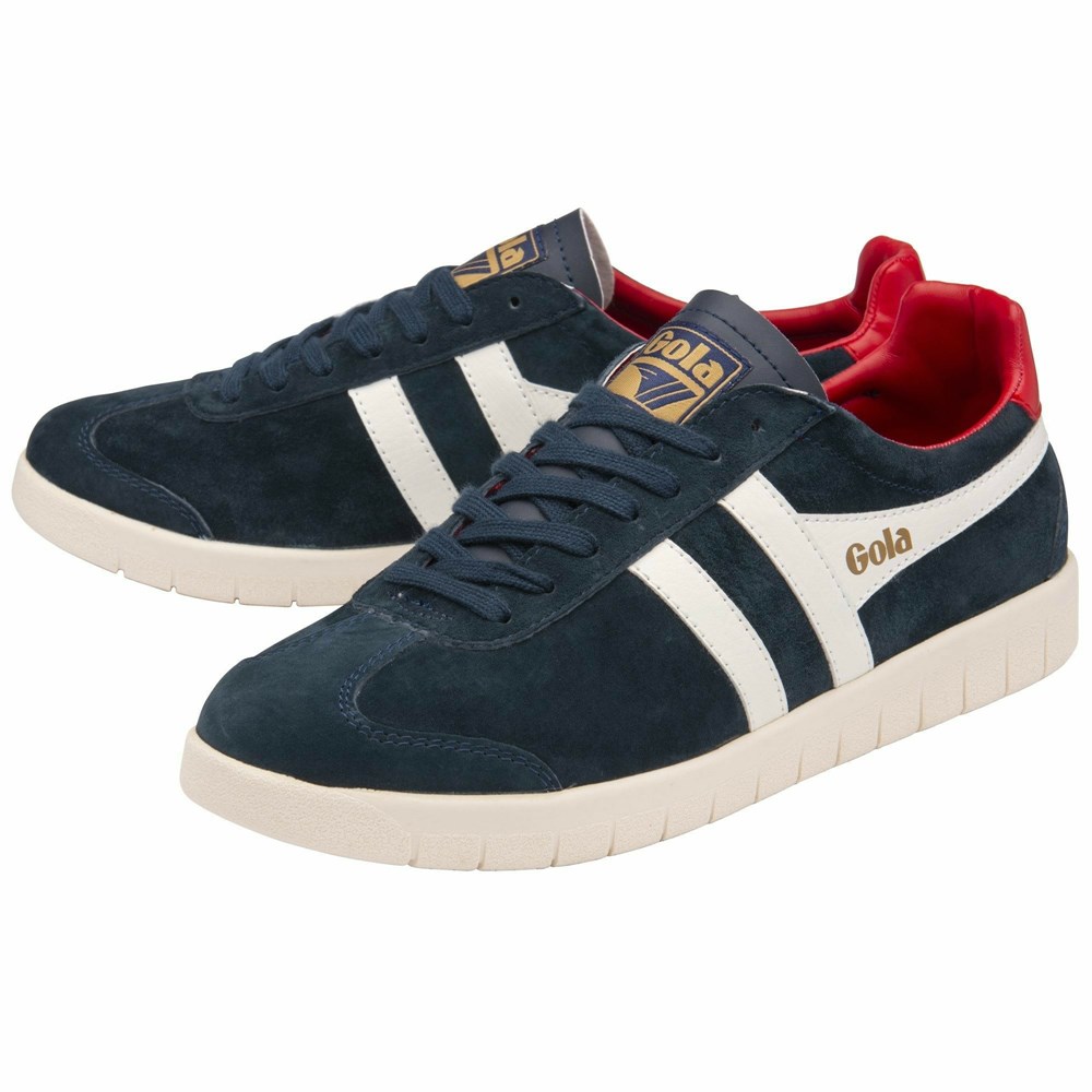 Gola Classics Hurricane Suede Men Sneakers Navy / White / Deep Red | VODLHJ267