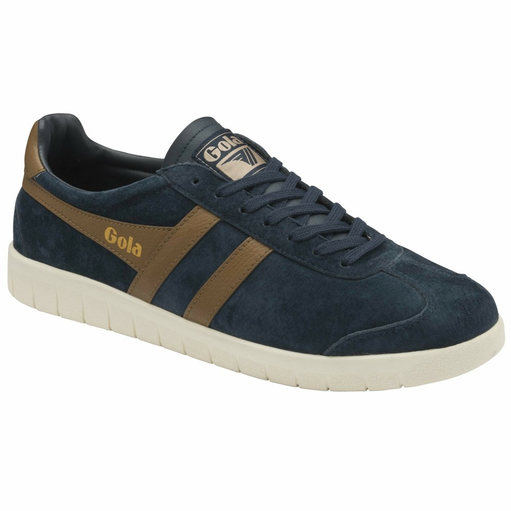 Gola Classics Hurricane Suede Men Sneakers Navy / Brown / White | SVFRLB703