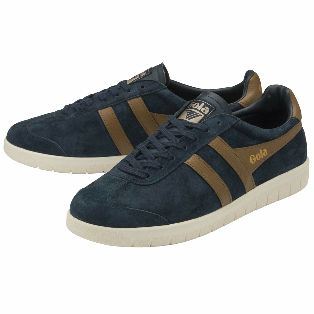 Gola Classics Hurricane Suede Men Sneakers Navy / Brown / White | SVFRLB703