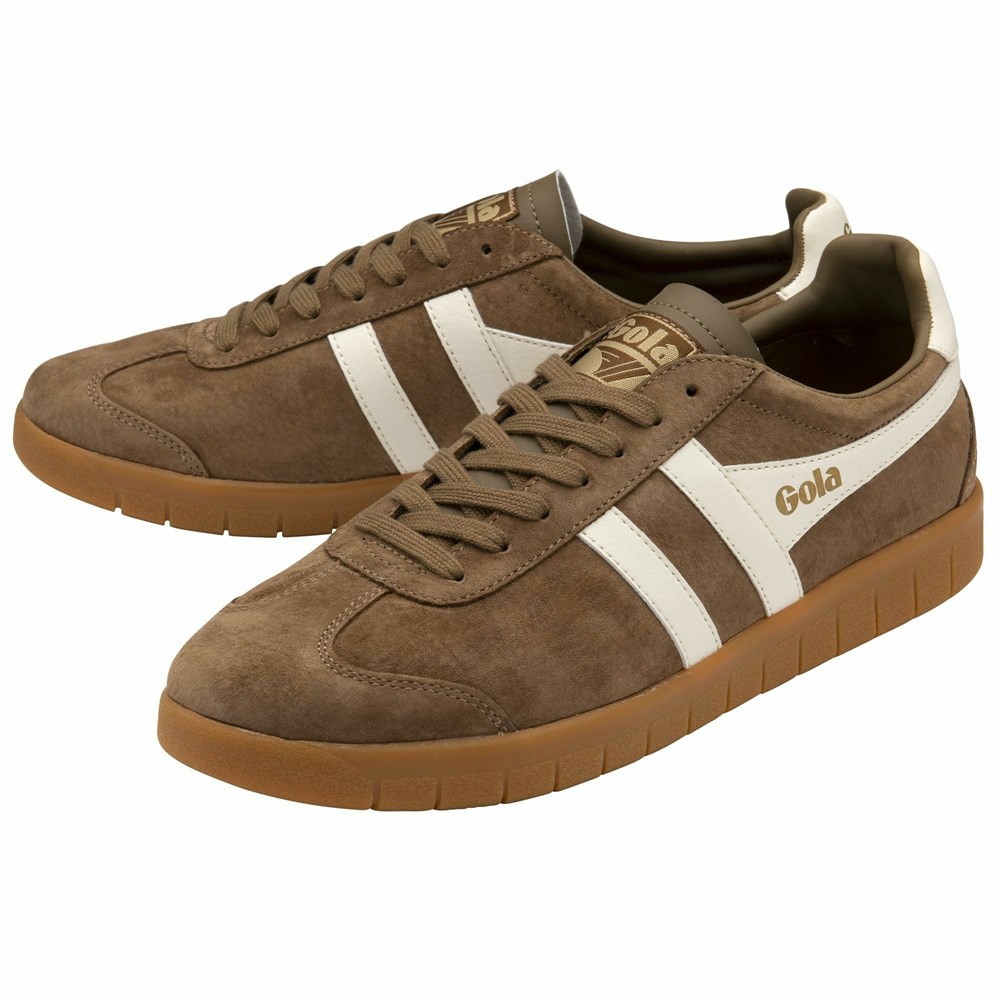 Gola Classics Hurricane Suede Men Sneakers Brown / White | LYCEVN769