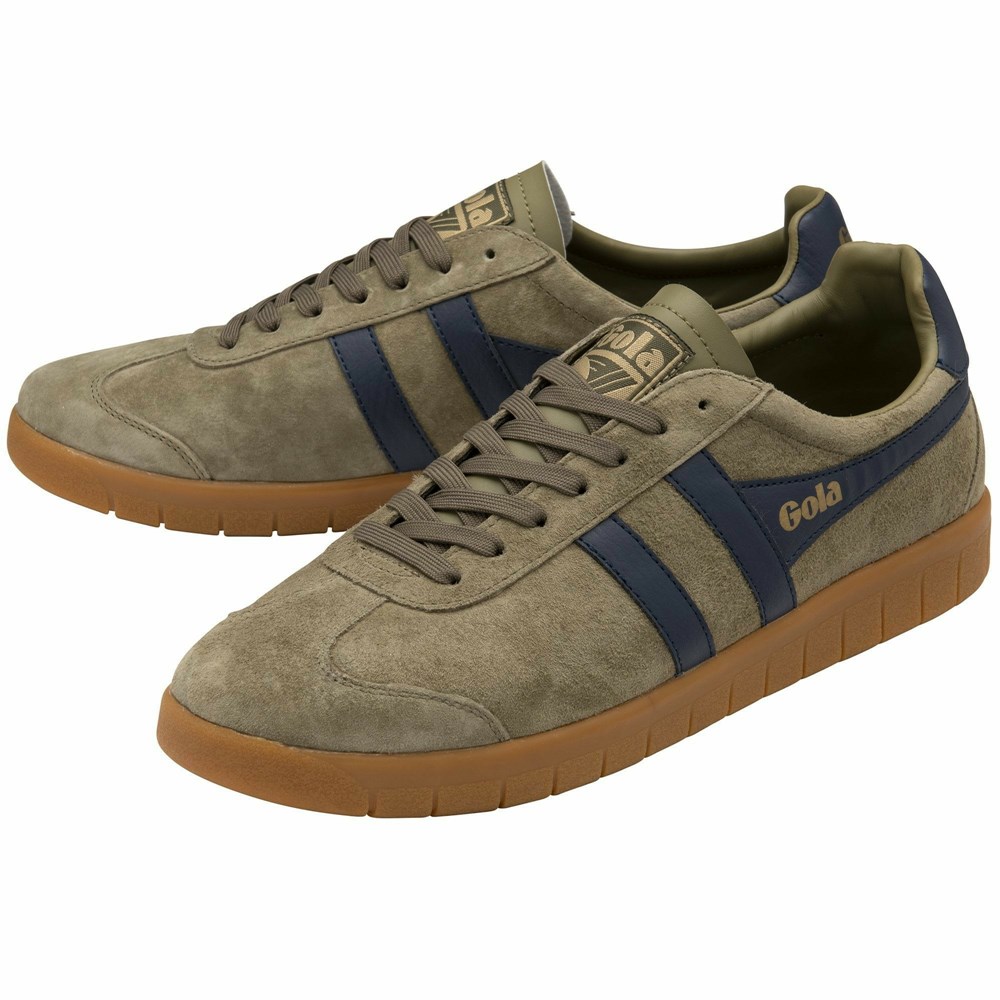 Gola Classics Hurricane Suede Men Sneakers Khaki / Navy / Khaki | OIQPXW096