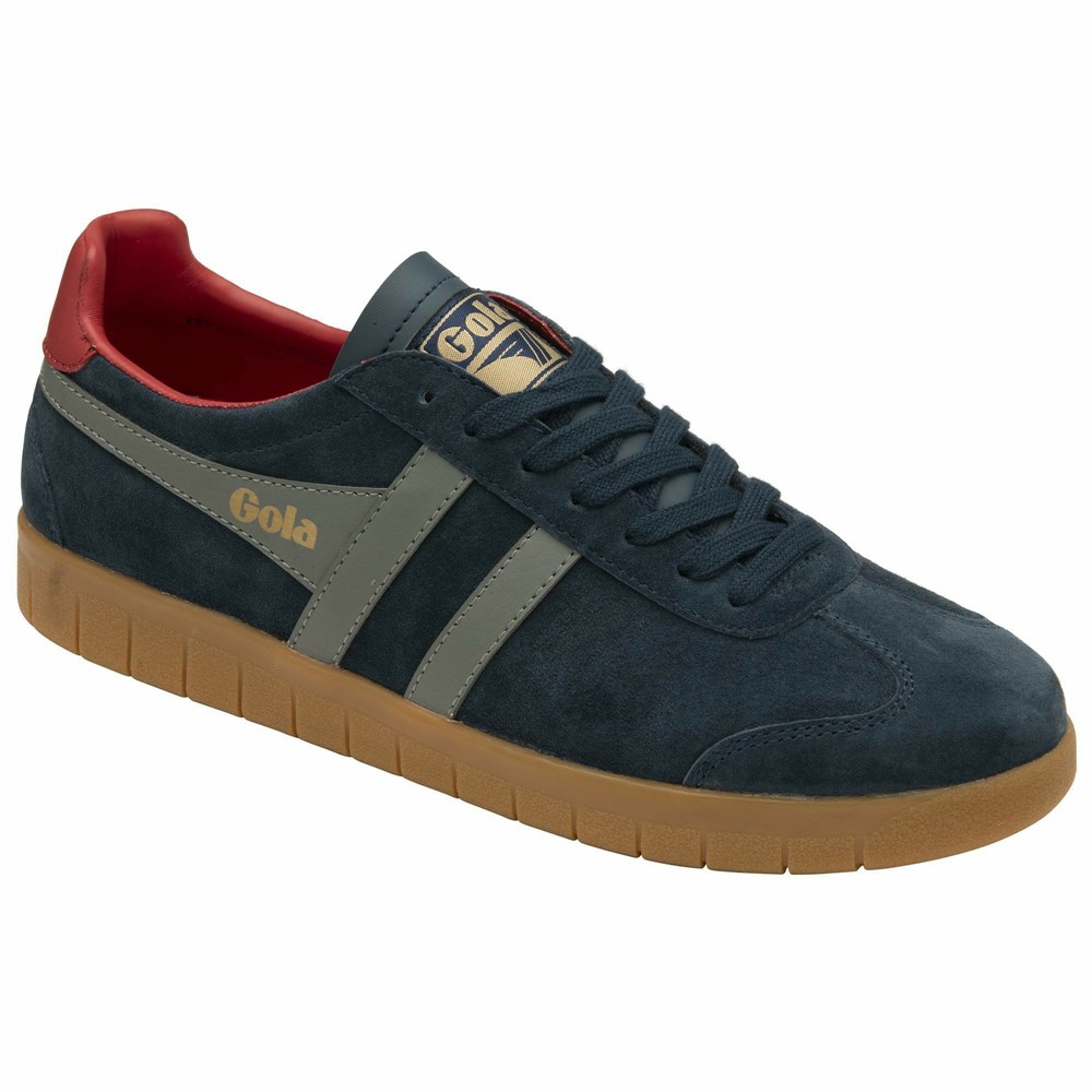 Gola Classics Hurricane Suede Men Sneakers Navy / Grey / Deep Red | LYKZAJ891