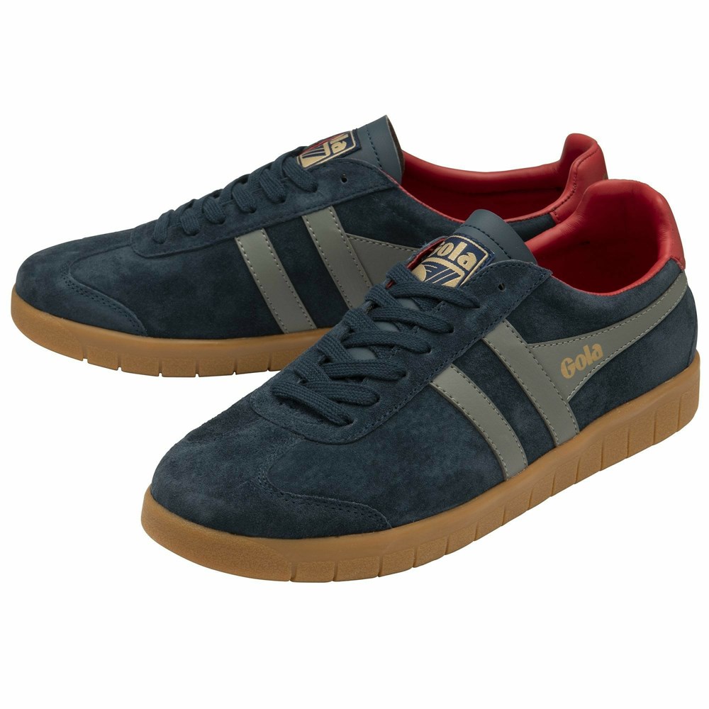 Gola Classics Hurricane Suede Men Sneakers Navy / Grey / Deep Red | LYKZAJ891