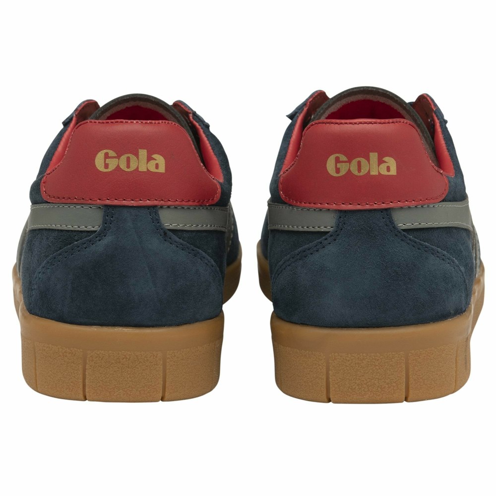 Gola Classics Hurricane Suede Men Sneakers Navy / Grey / Deep Red | LYKZAJ891