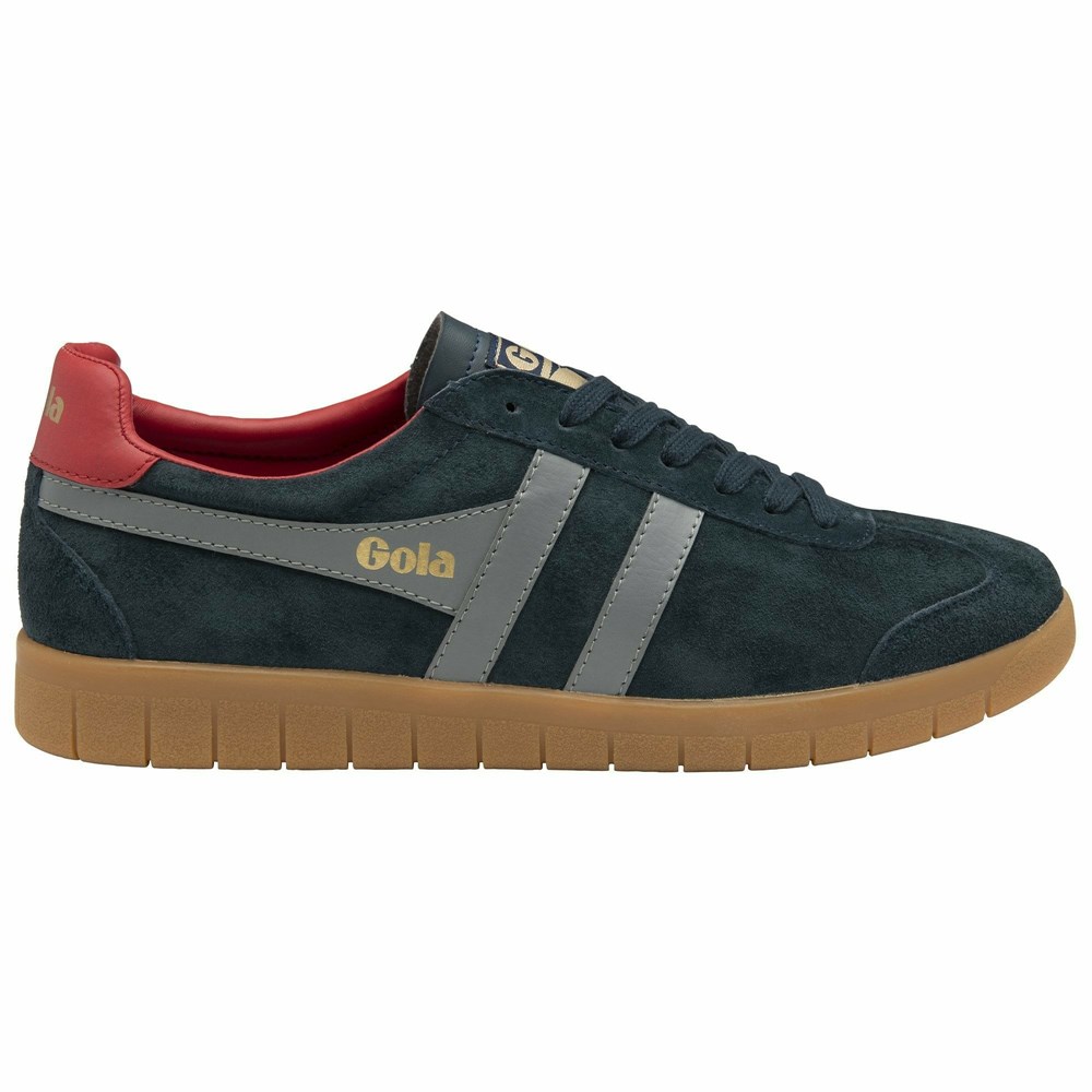 Gola Classics Hurricane Suede Men Sneakers Navy / Grey / Deep Red | LYKZAJ891