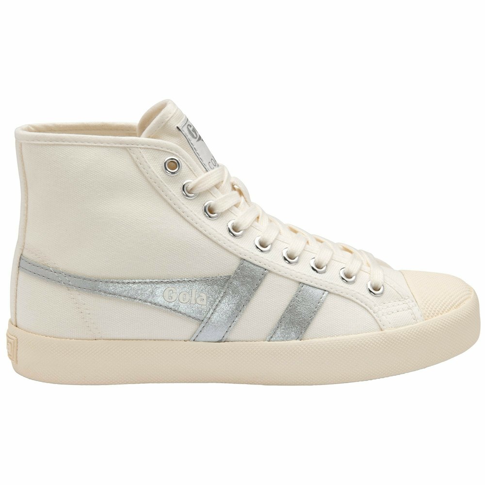 Gola Vegan Classics Coaster Flame High Women Sneakers White / Silver | NLDMCT392