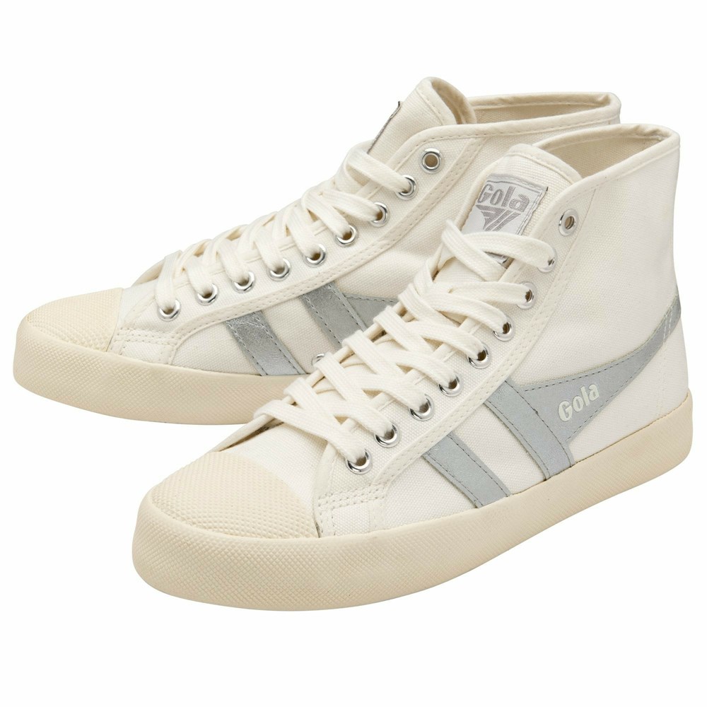 Gola Vegan Classics Coaster Flame High Women Sneakers White / Silver | NLDMCT392