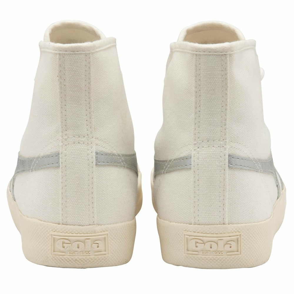 Gola Vegan Classics Coaster Flame High Women Sneakers White / Silver | NLDMCT392