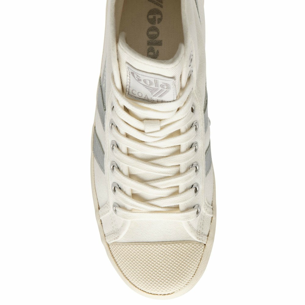 Gola Vegan Classics Coaster Flame High Women Sneakers White / Silver | NLDMCT392