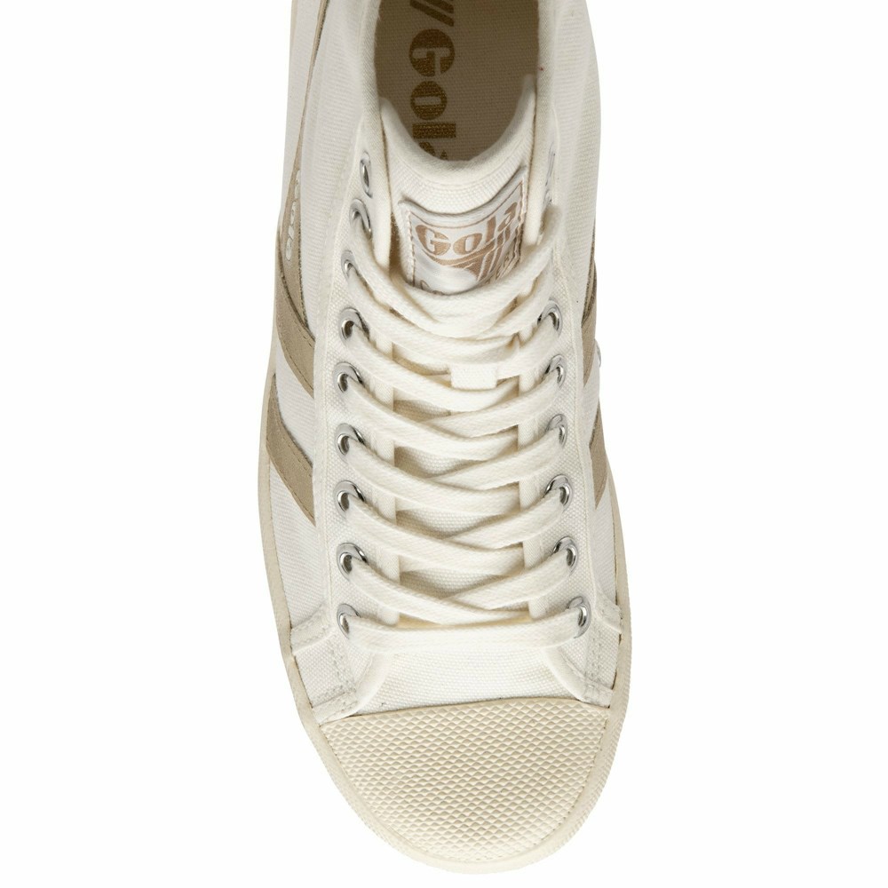 Gola Vegan Classics Coaster Flame High Women Sneakers White / Gold | TANXVP746