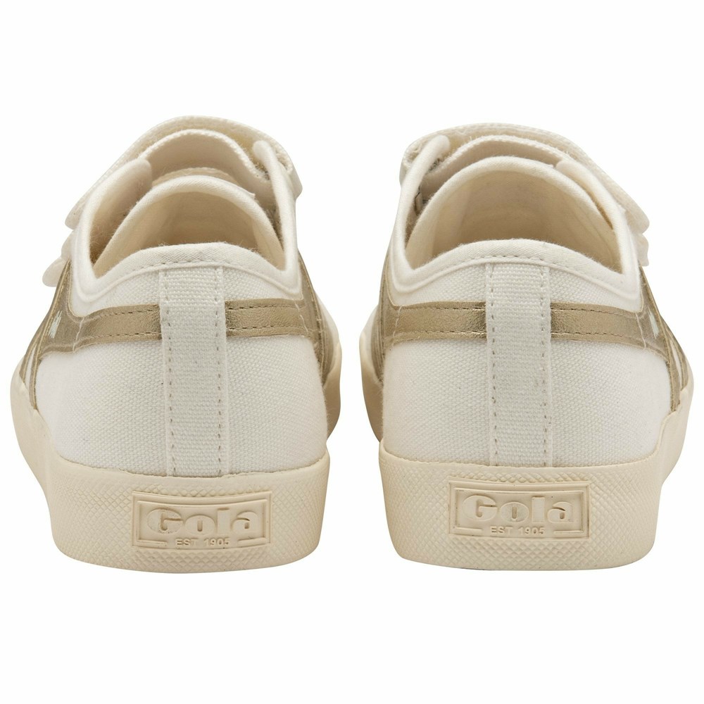 Gola Vegan Classics Coaster Flame Strap Women Sneakers White / Gold | MDFSXK519