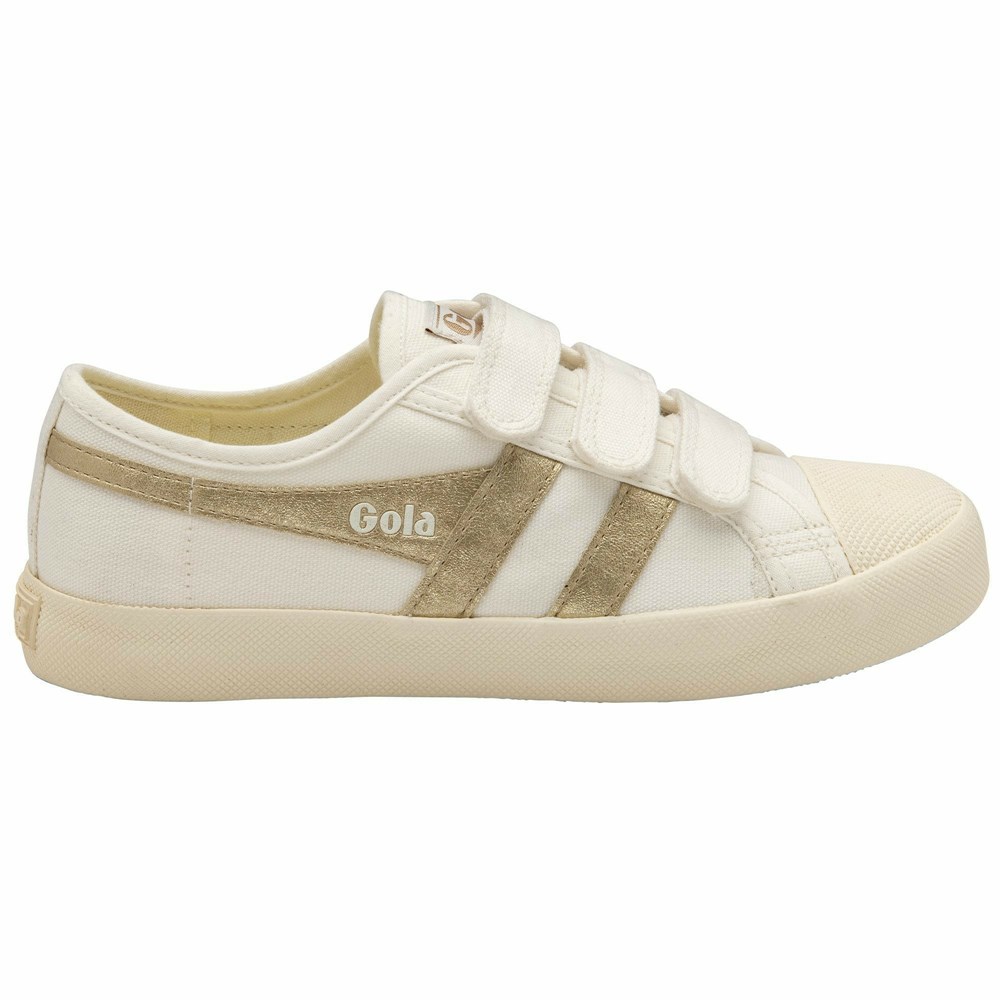 Gola Vegan Classics Coaster Flame Strap Women Sneakers White / Gold | MDFSXK519