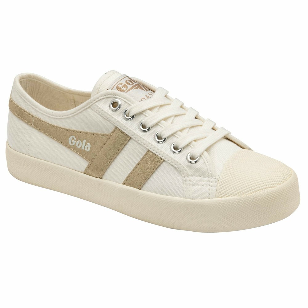 Gola Vegan Classics Coaster Flame Women Sneakers White / Gold | JVCRPS763