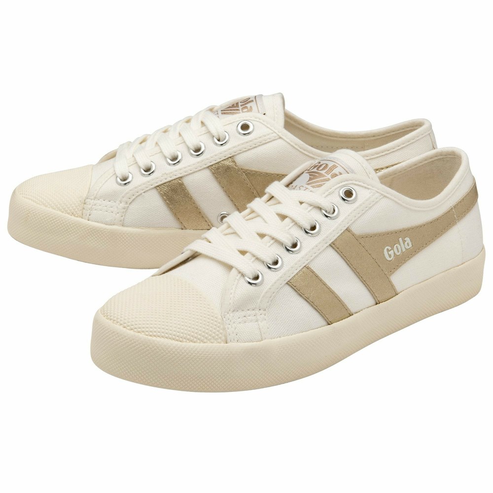 Gola Vegan Classics Coaster Flame Women Sneakers White / Gold | JVCRPS763