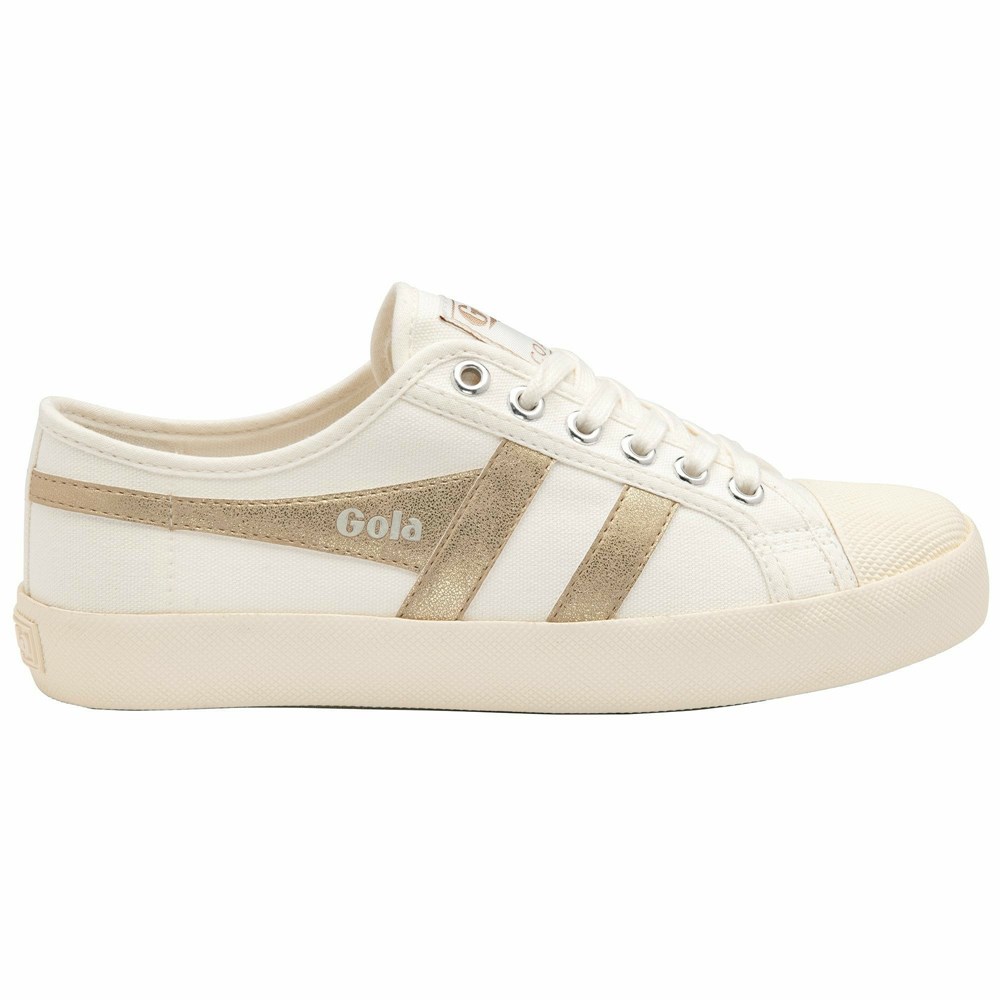 Gola Vegan Classics Coaster Flame Women Sneakers White / Gold | JVCRPS763