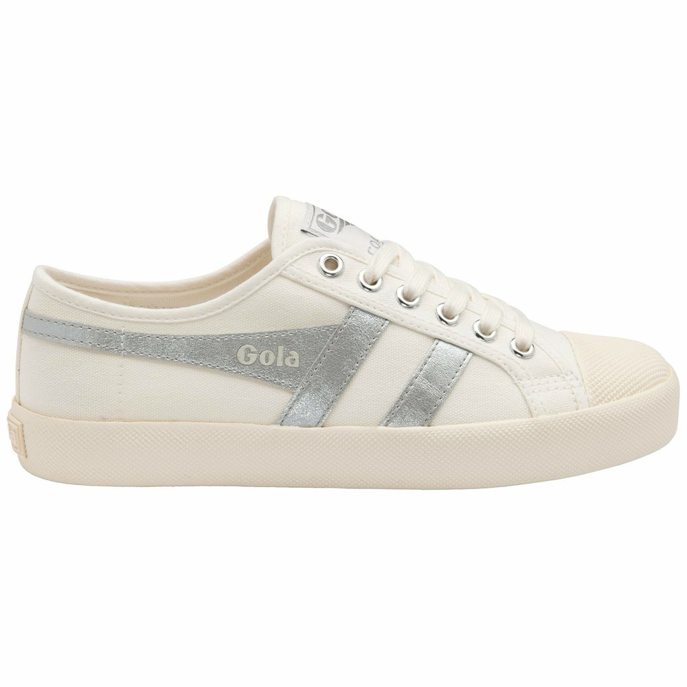 Gola Vegan Classics Coaster Flame Women Sneakers White / Silver | PIHKZE482