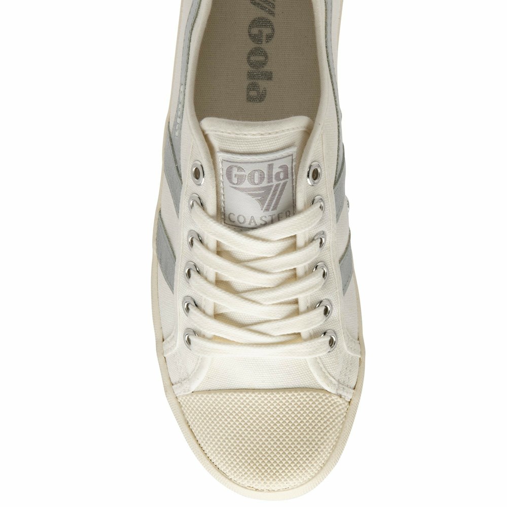 Gola Vegan Classics Coaster Flame Women Sneakers White / Silver | PIHKZE482