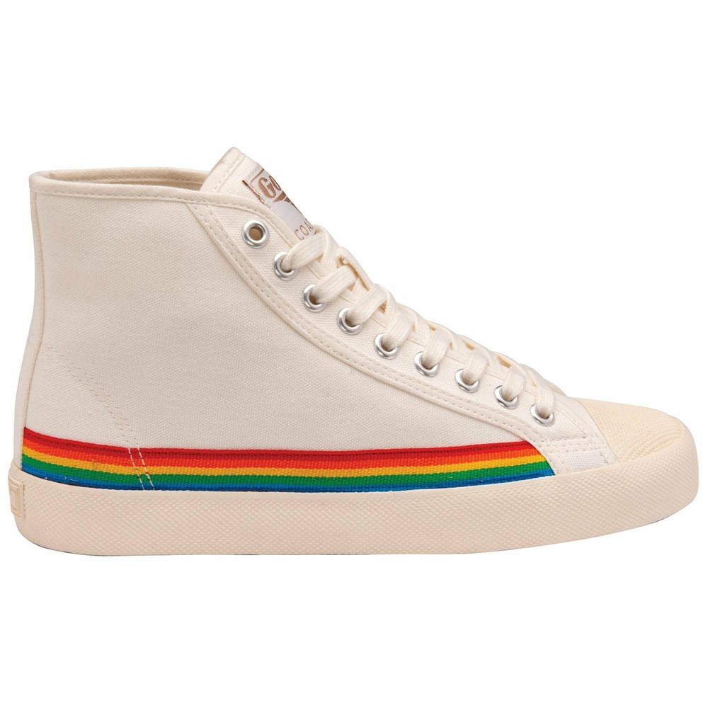 Gola Vegan Classics Coaster High Rainbow Drop Women Sneakers White / Multicolor | XHNDZE029