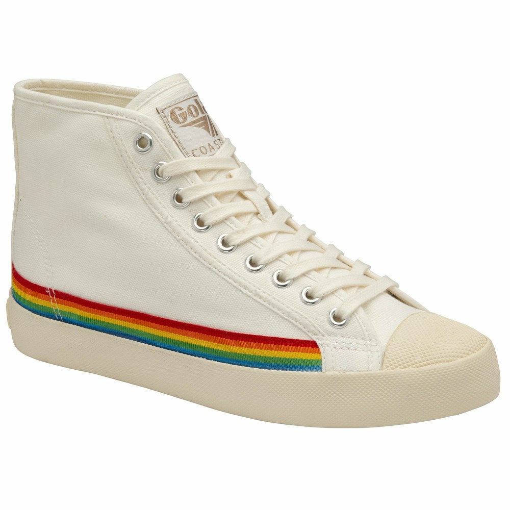 Gola Vegan Classics Coaster High Rainbow Drop Women Sneakers White / Multicolor | XHNDZE029