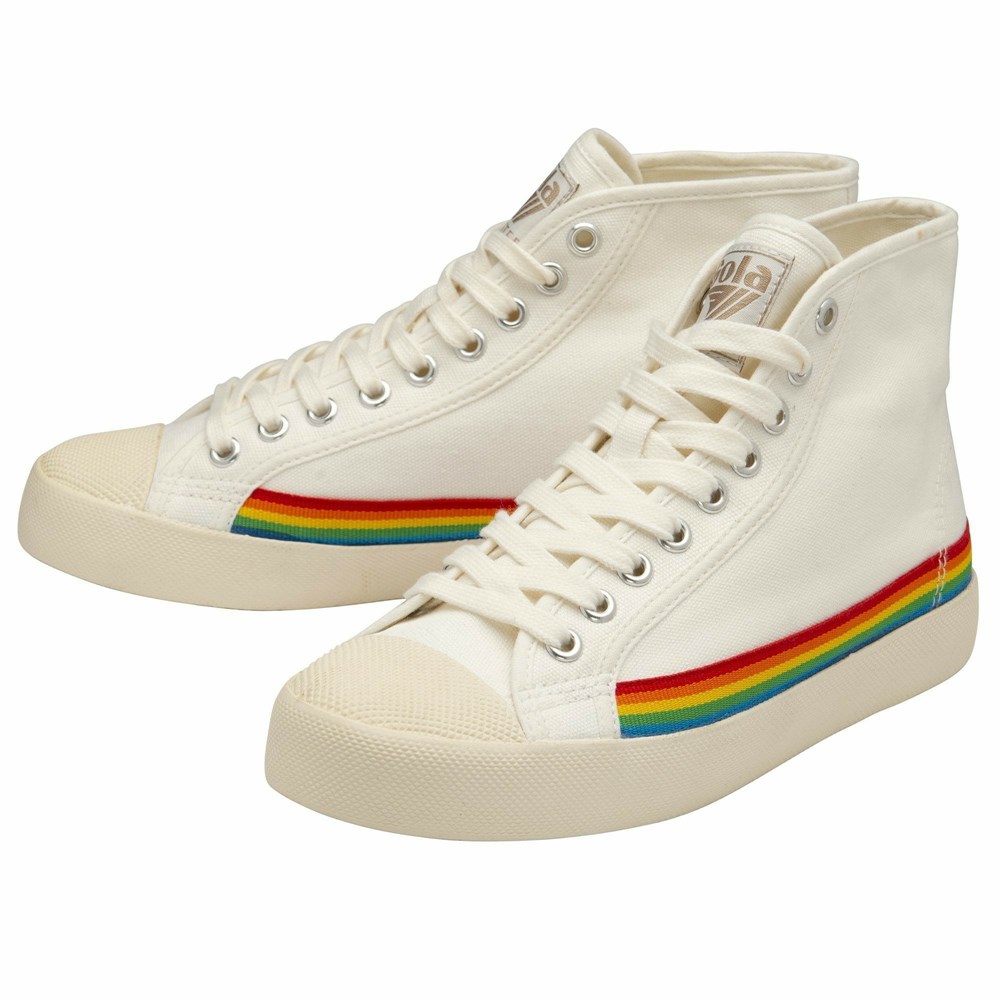 Gola Vegan Classics Coaster High Rainbow Drop Women Sneakers White / Multicolor | XHNDZE029