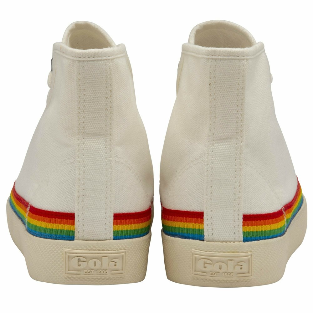 Gola Vegan Classics Coaster High Rainbow Drop Women Sneakers White / Multicolor | XHNDZE029