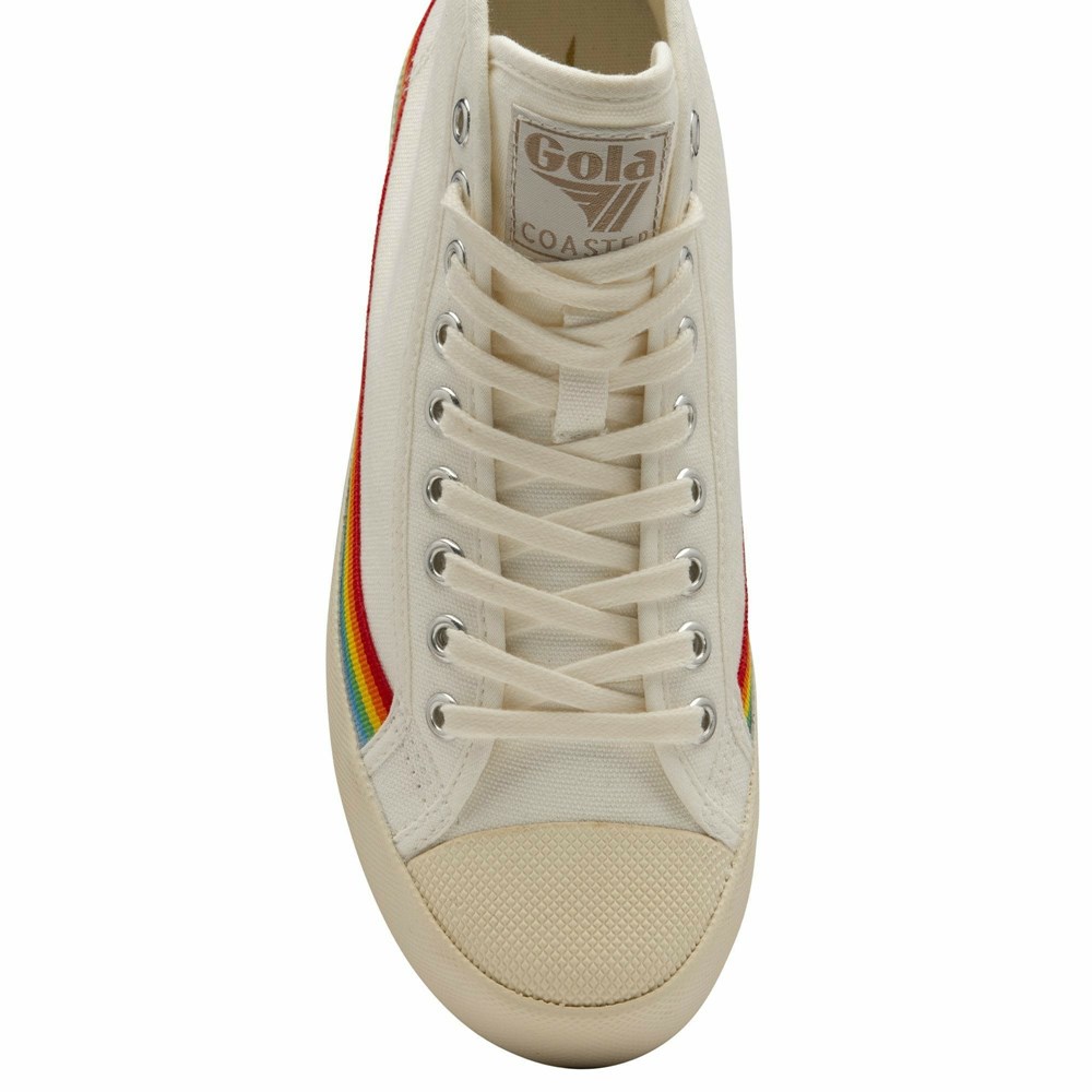 Gola Vegan Classics Coaster High Rainbow Drop Women Sneakers White / Multicolor | XHNDZE029