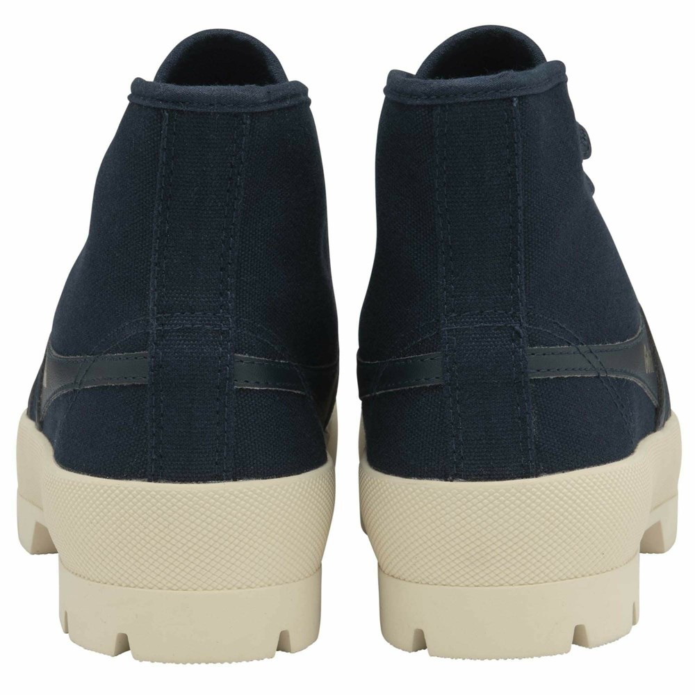 Gola Vegan Classics Coaster Peak High Women Sneakers Navy / White | BFNELT514