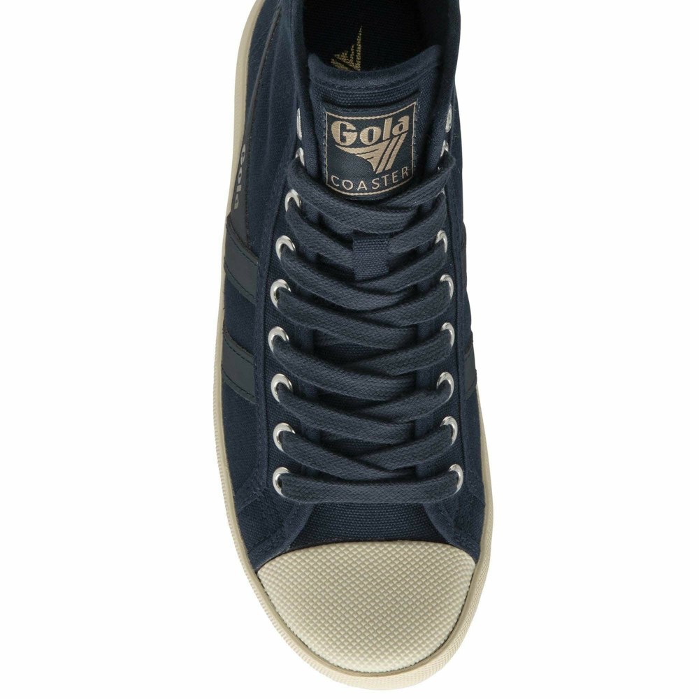 Gola Vegan Classics Coaster Peak High Women Sneakers Navy / White | BFNELT514