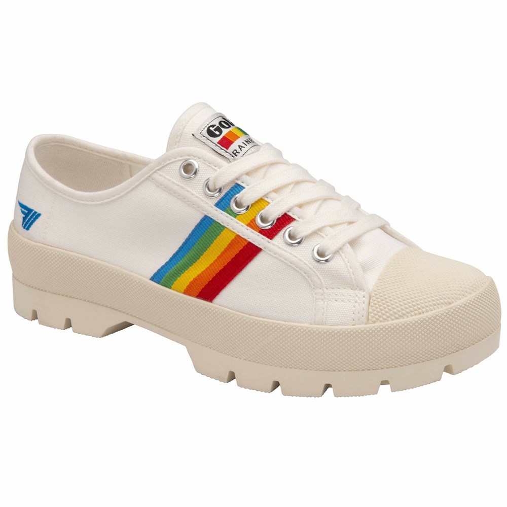 Gola Vegan Classics Coaster Peak Rainbow Women Sneakers White / Multicolor | EQASVI364