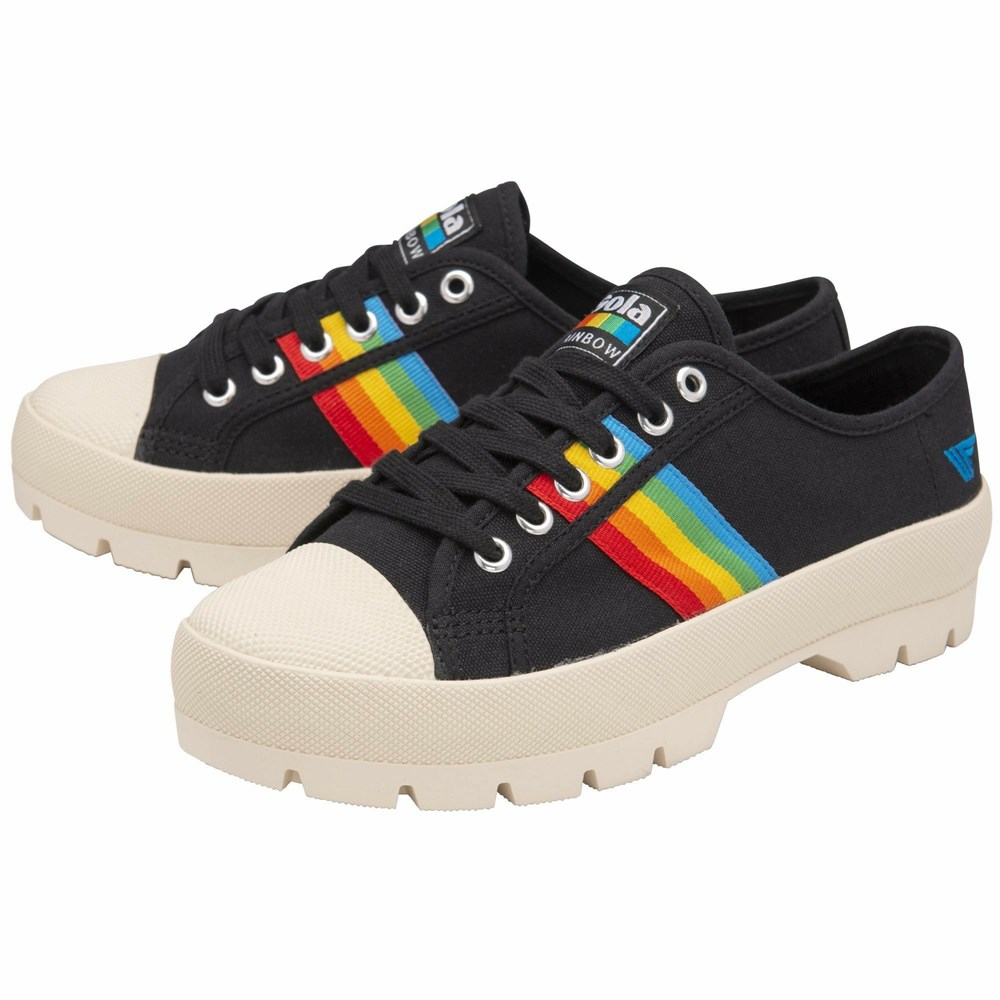 Gola Vegan Classics Coaster Peak Rainbow Women Sneakers Black / Multicolor | ITQVYS176