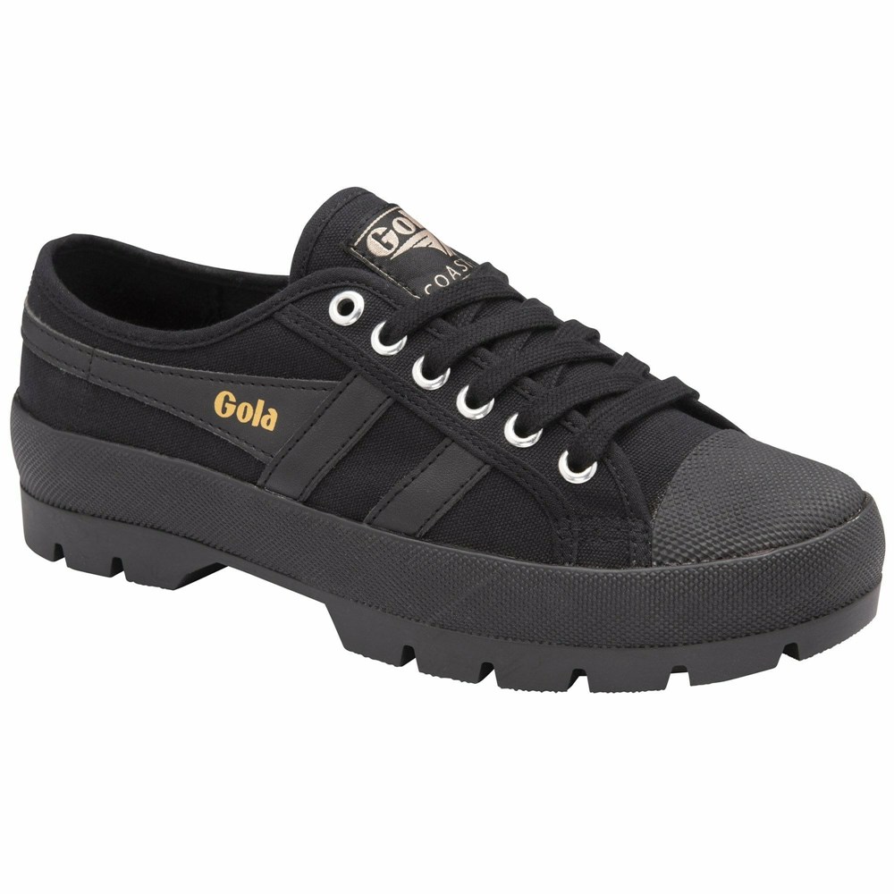 Gola Vegan Classics Coaster Peak Women Sneakers Black / Black / Black | FRKXPW318