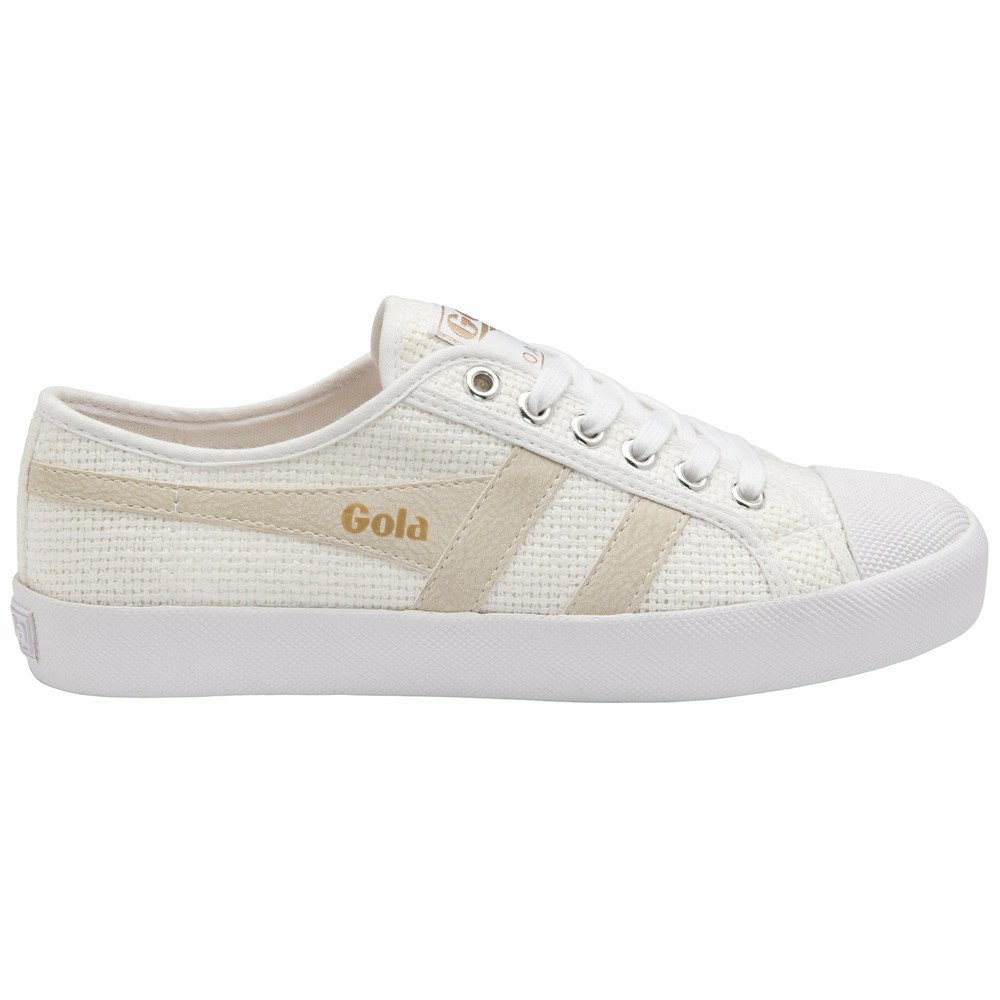 Gola Vegan Classics Coaster Raffia Women Sneakers White / Beige | GBRZFE679