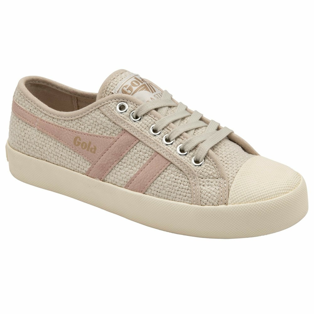 Gola Vegan Classics Coaster Raffia Women Sneakers Beige / Pink | VAREUC123