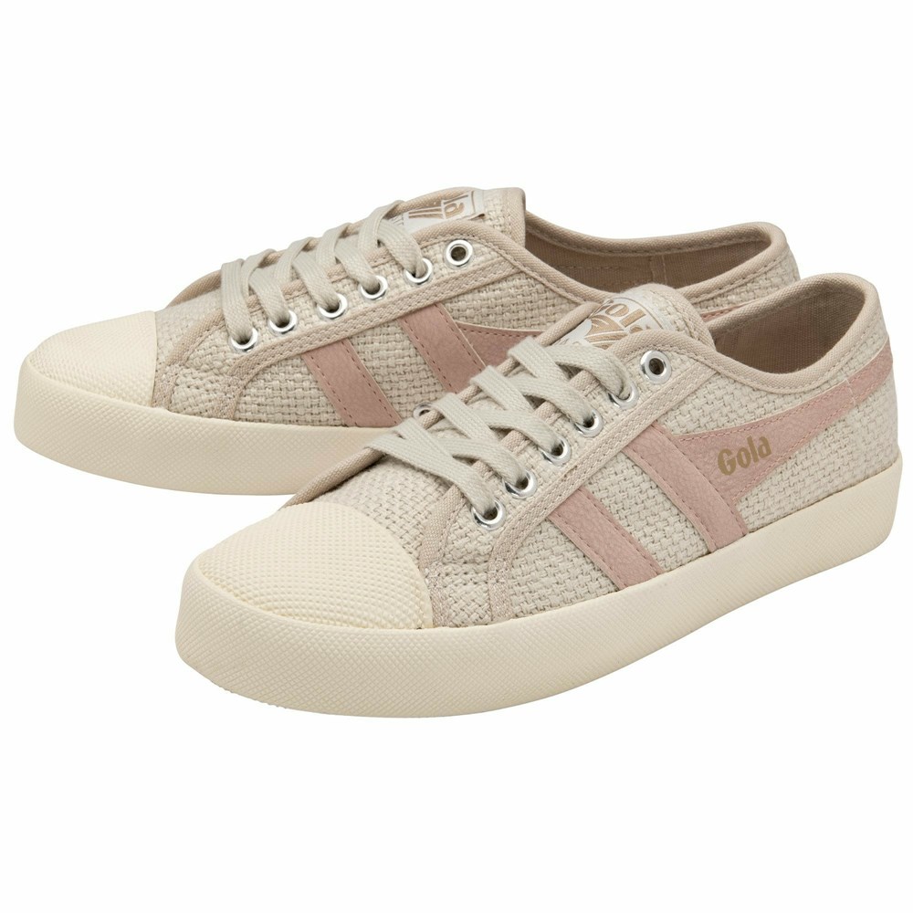 Gola Vegan Classics Coaster Raffia Women Sneakers Beige / Pink | VAREUC123