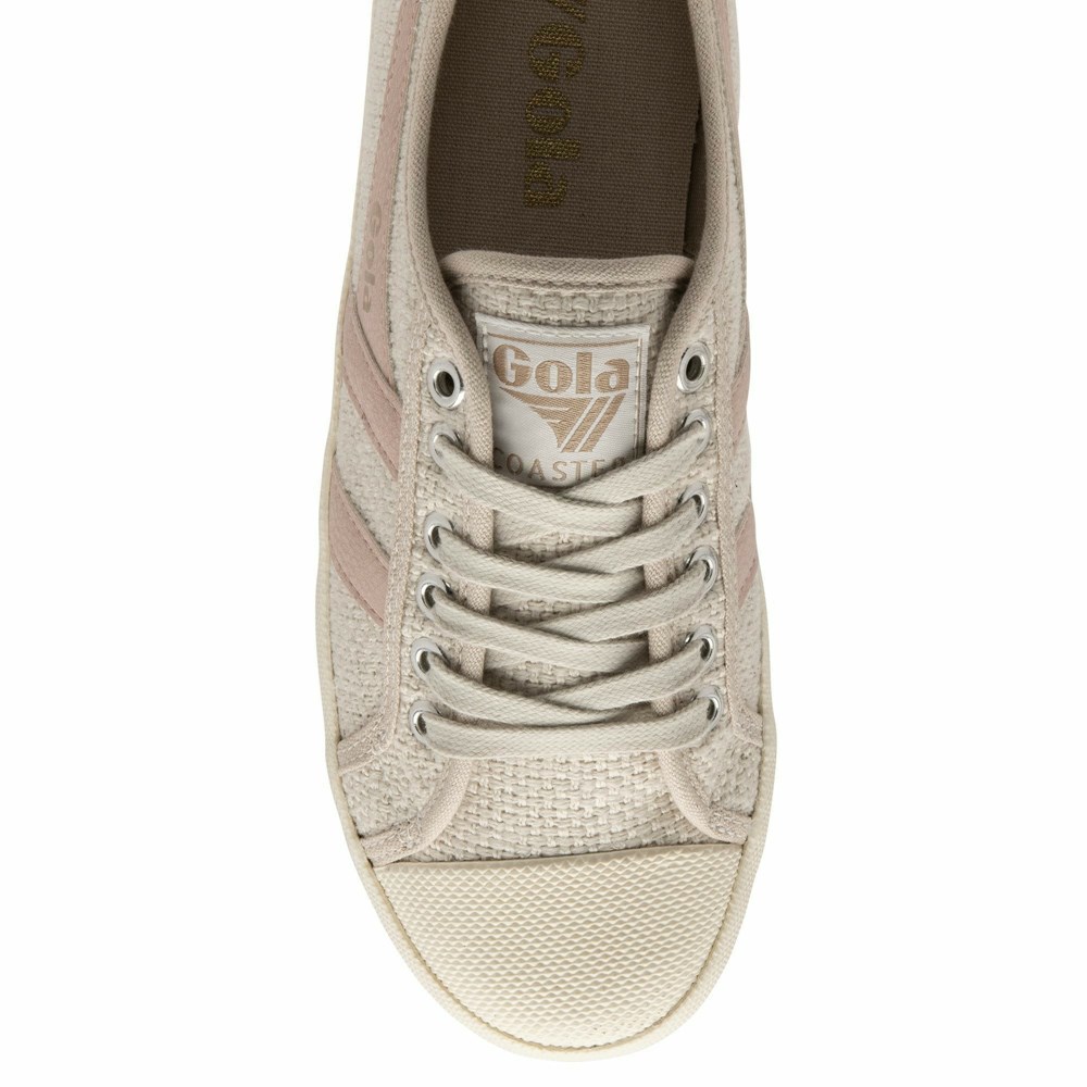 Gola Vegan Classics Coaster Raffia Women Sneakers Beige / Pink | VAREUC123