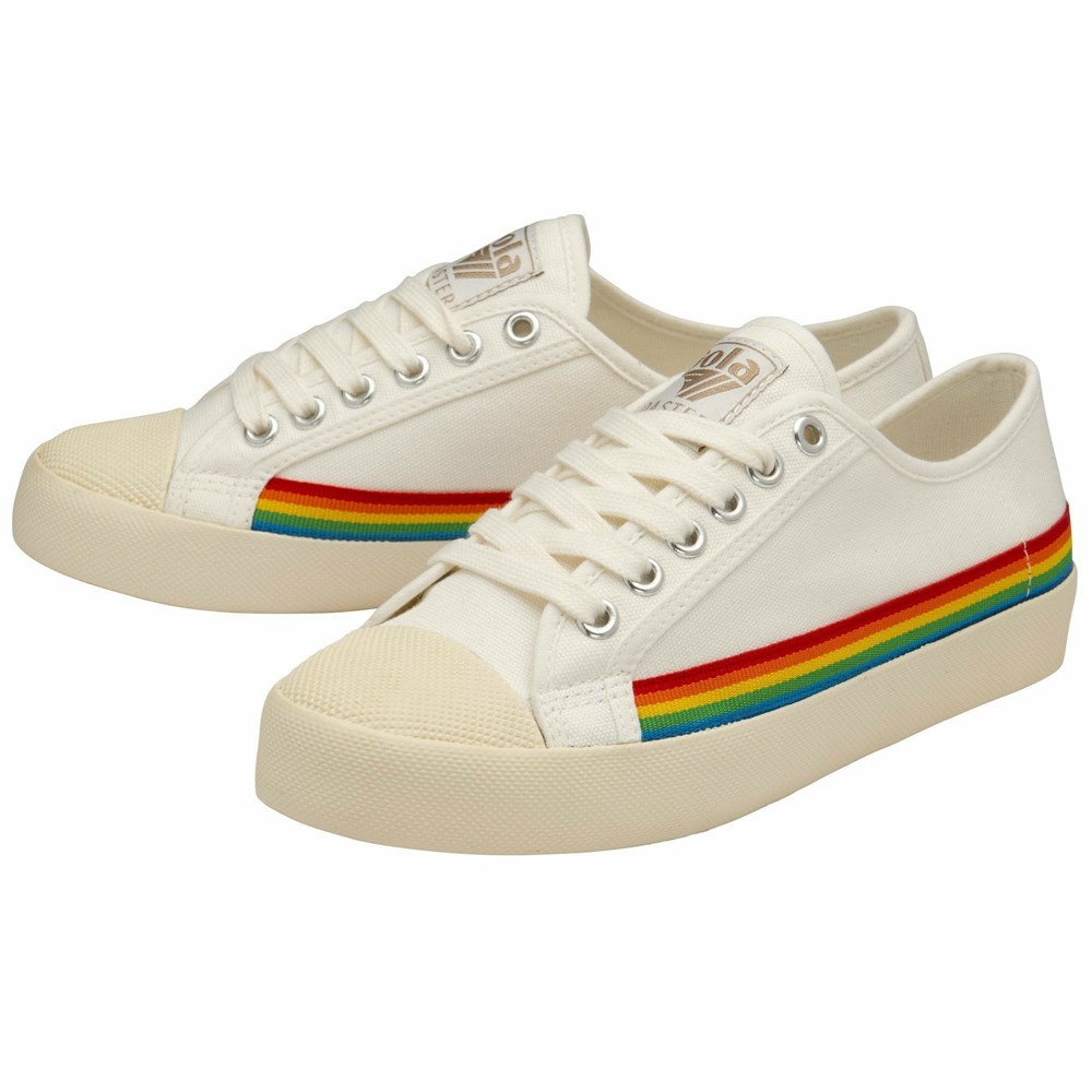 Gola Vegan Classics Coaster Rainbow Drop Women Sneakers White / Multicolor | YUNJFL658