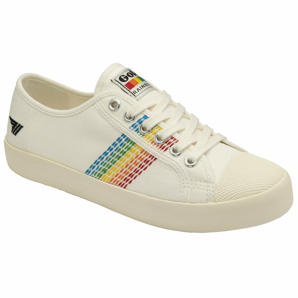 Gola Vegan Classics Coaster Rainbow Stitch Women Sneakers White / Multicolor | KQMROP071