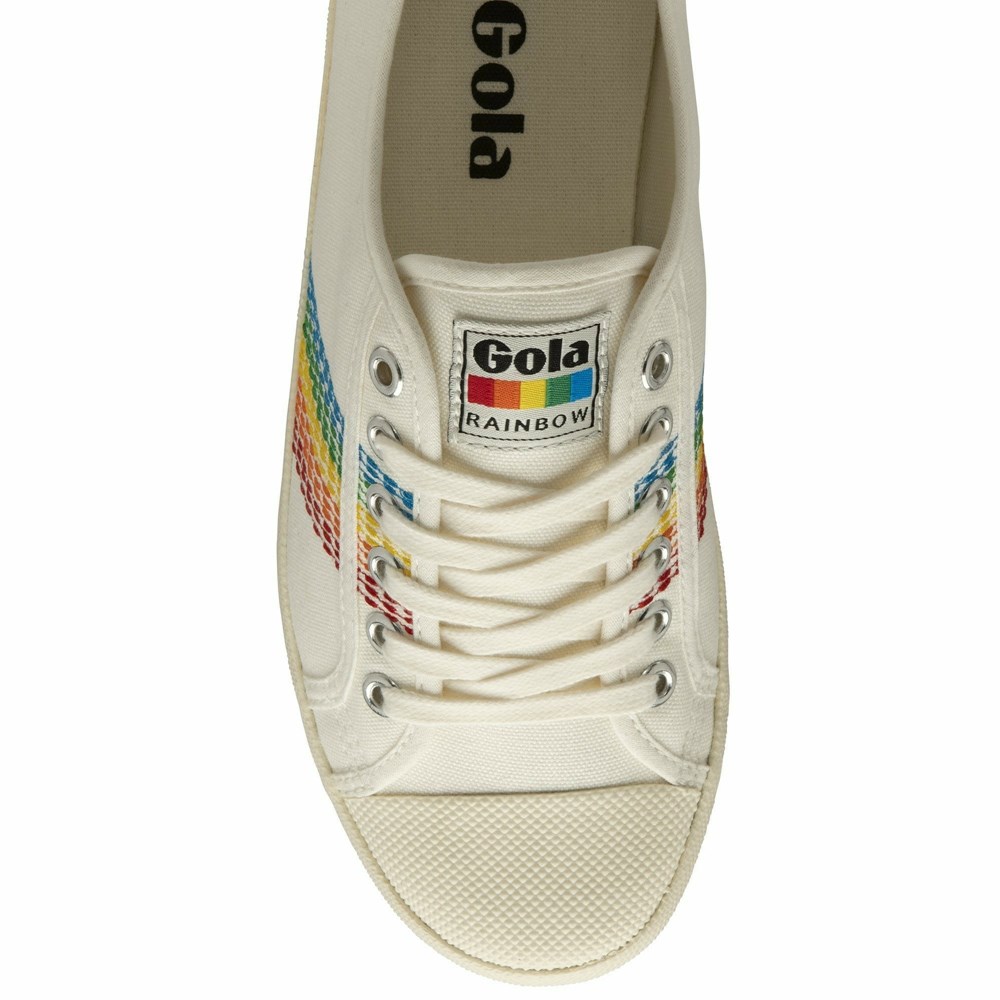 Gola Vegan Classics Coaster Rainbow Stitch Women Sneakers White / Multicolor | KQMROP071