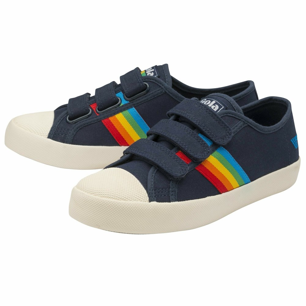 Gola Vegan Classics Coaster Rainbow Strap Women Sneakers Navy / Multicolor | JPXHKS548